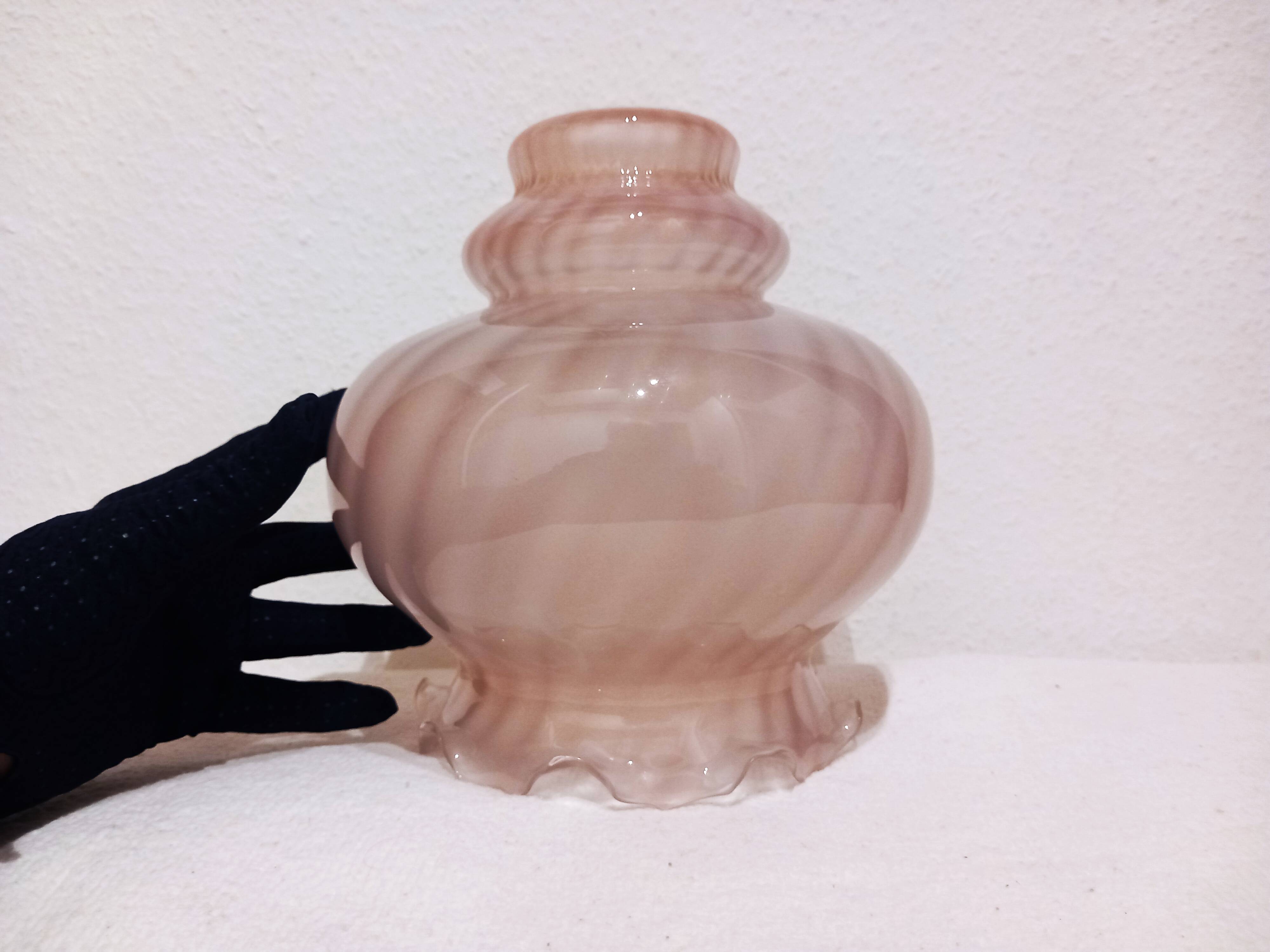 Antique Pink Glass Lamp Globe / Lampshade