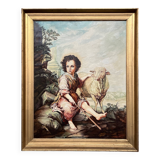Tableau "Le Bon Pasteur". Huile sur toile.