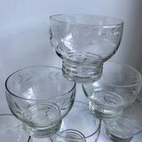 Set of 6 crystal champagne glasses engraved 50s-60s