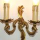 Stylish Vintage French Bronze Double Wall Sconce with Acanthus Leaf Detail