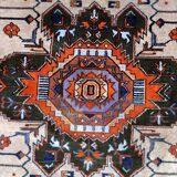 Handmade vintage Caucasian Kazak rug 4' x 6.9' (123cm x 213cm) 1960s