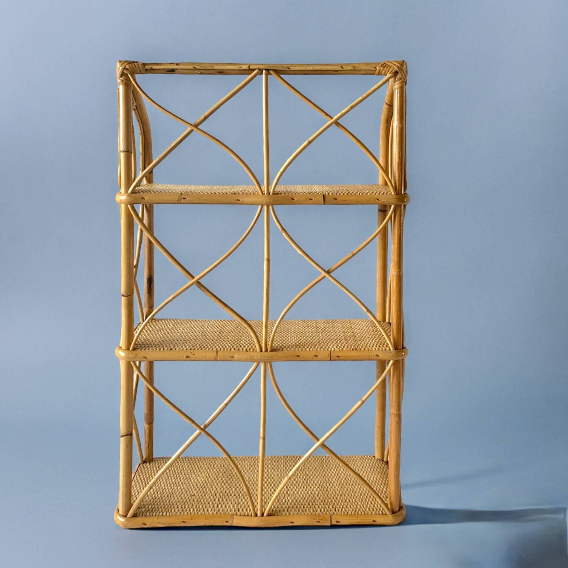 Vintage bamboo and rattan shelf