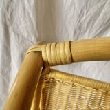Vintage wicker and bamboo magazine rack