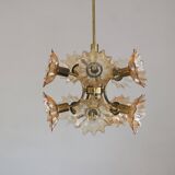 Plafonnier Mid-Century en Laiton et Verre de Sische Leuchten