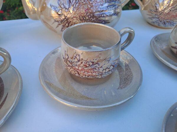 Service à thé irisé La Roue Vallauris