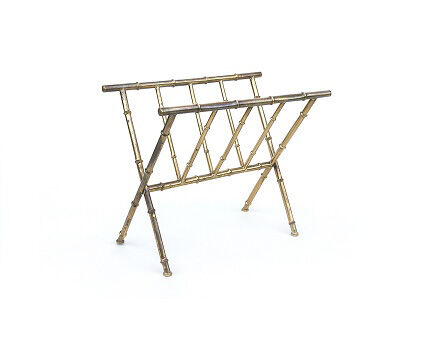 Brass Bamboo Magazine Rack ★ 50s 60s 70s Mid Century Modern Danish Design