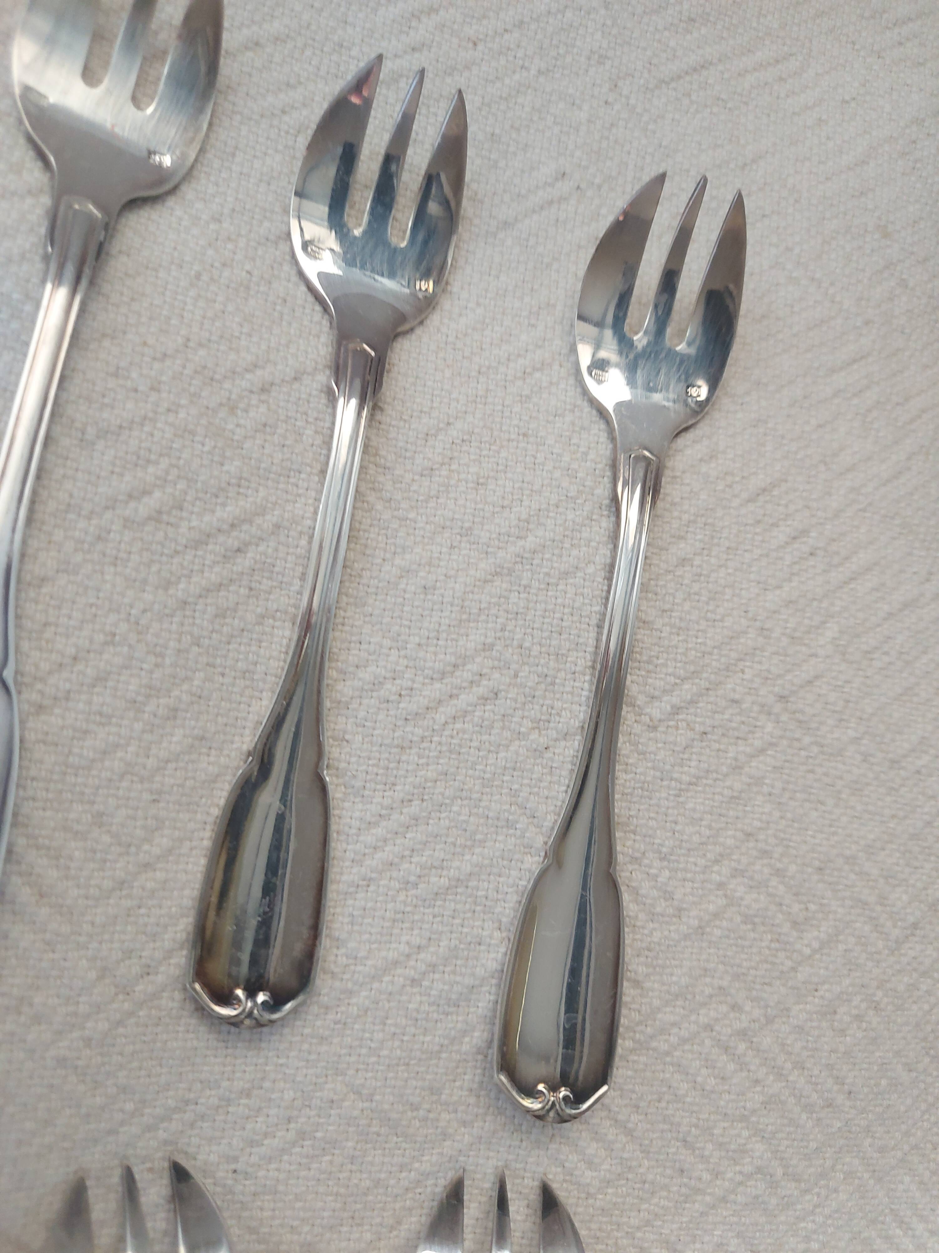 12 dessert forks in silver metal cailard bayard