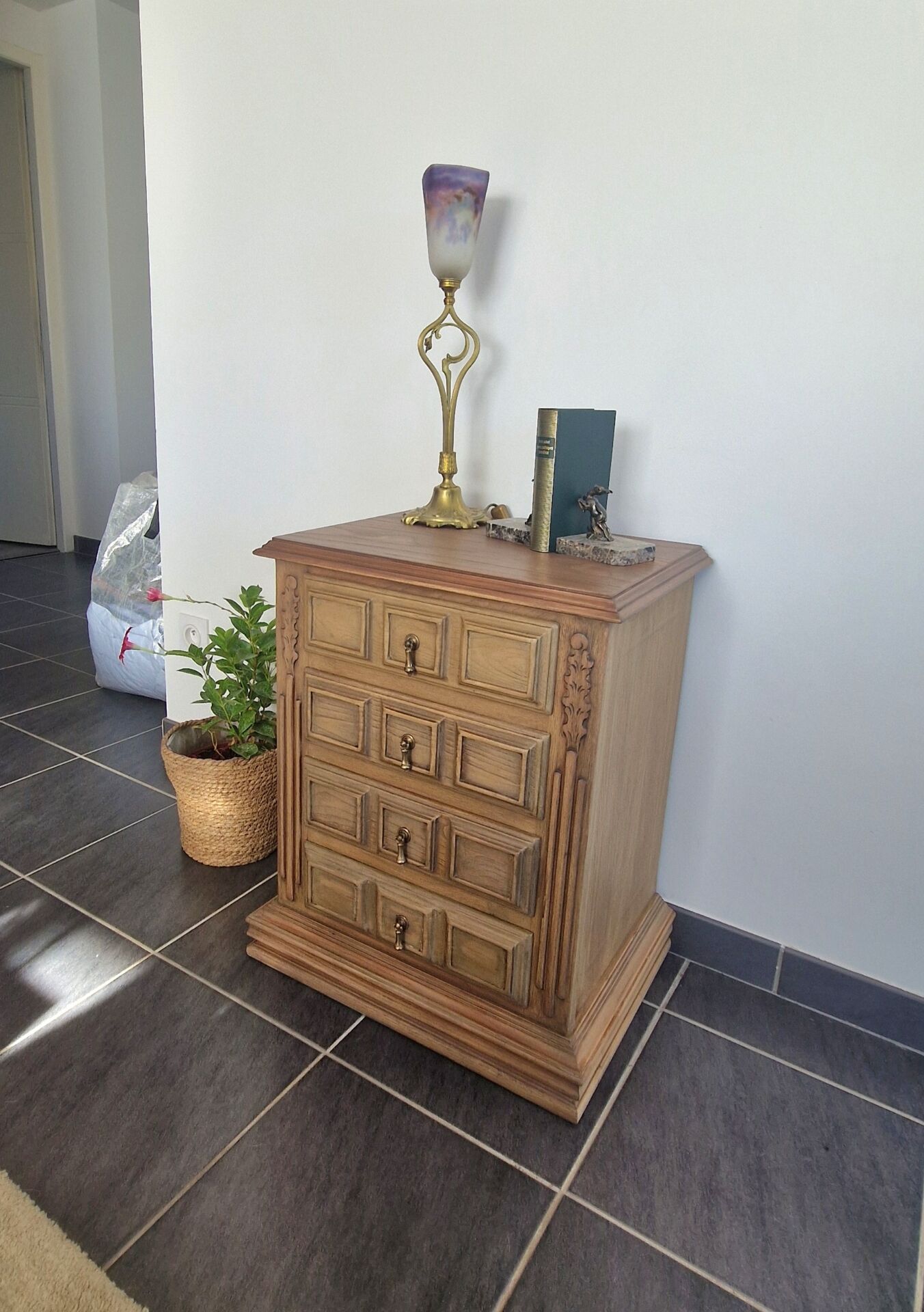 Oak and pine chest of drawers, 1950s.