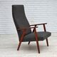 1970s, Danish highback armchair, furniture fabric, teak wood.