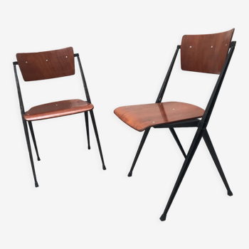 Pair of Wim Rietveld pyramid chairs