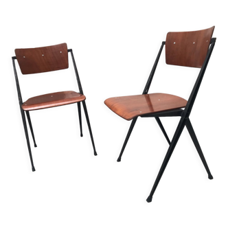 Pair of Wim Rietveld pyramid chairs