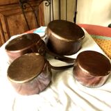 set of 4 copper saucepans