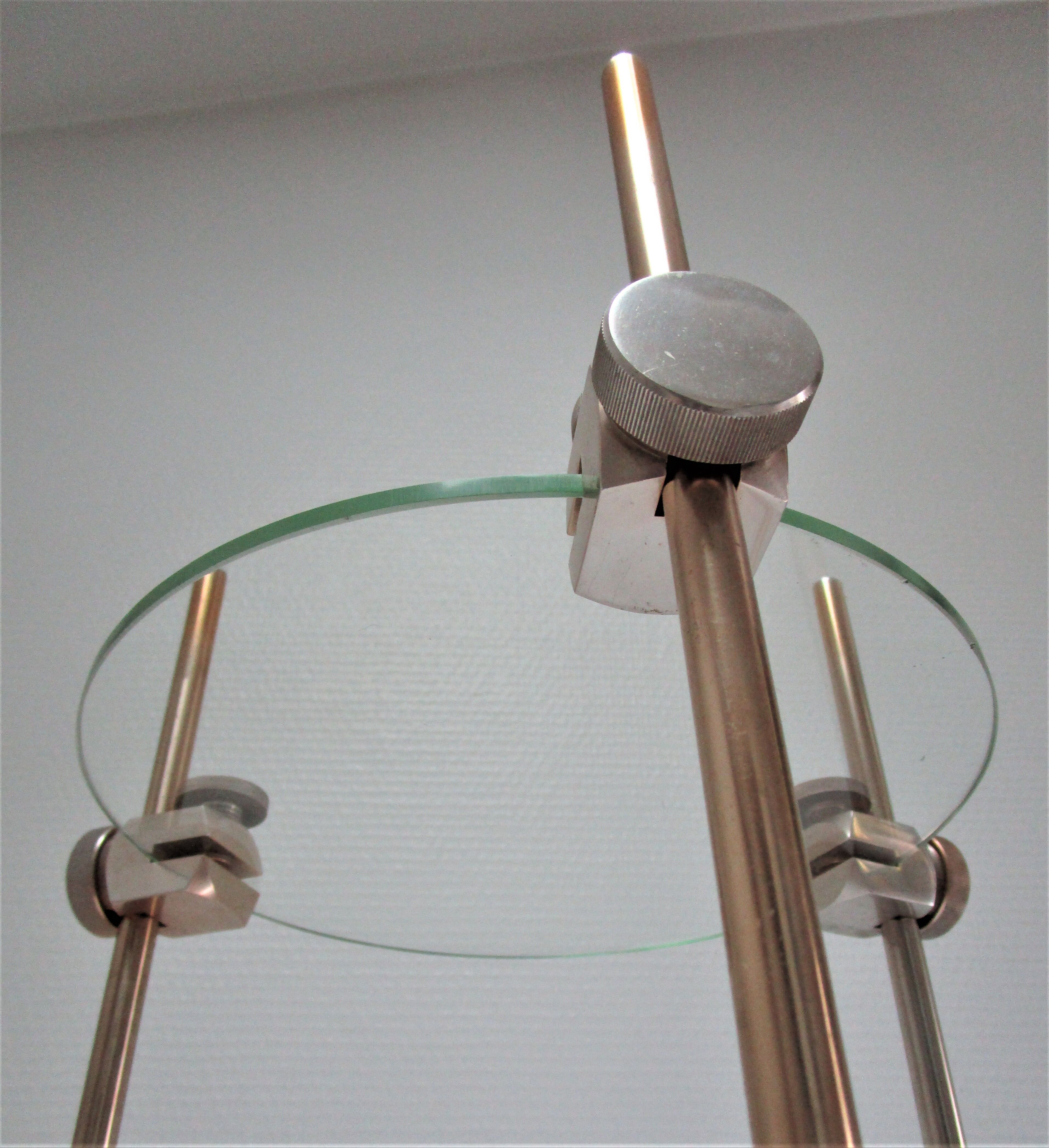 Vintage design glass and metal display shelf