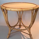 Tripod table in bamboo and rattan from 1960.