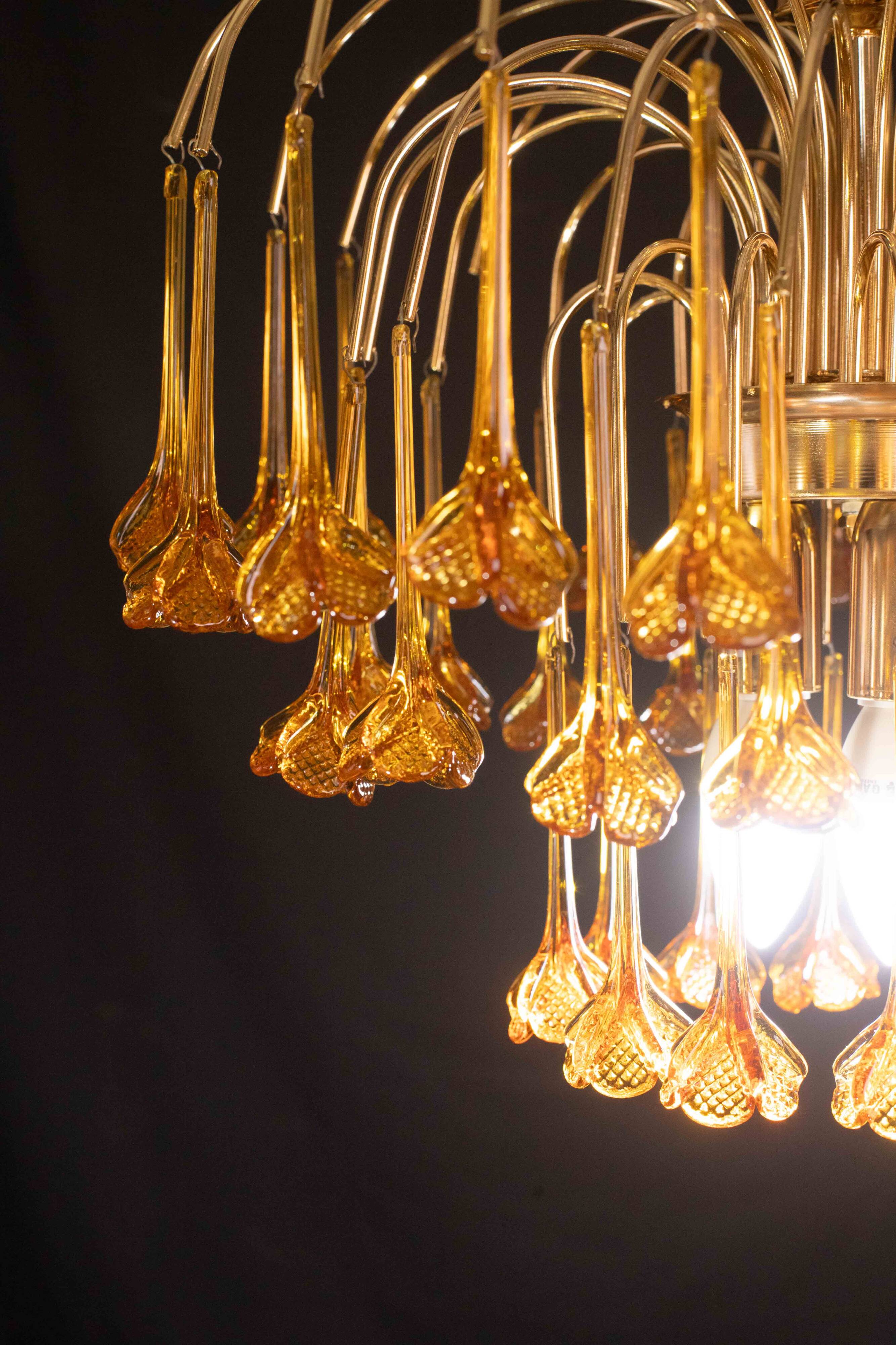 Lustre à fleurs en verre de Murano orange de Marilyn Monroe, années 1970