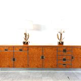 Vintage italian burl wood credenza, 1970s
