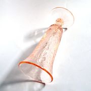 Vintage pink moulded glass cornucopia vase – bead and heart decoration