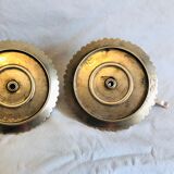 Duo of sunflower cellar rat candlesticks