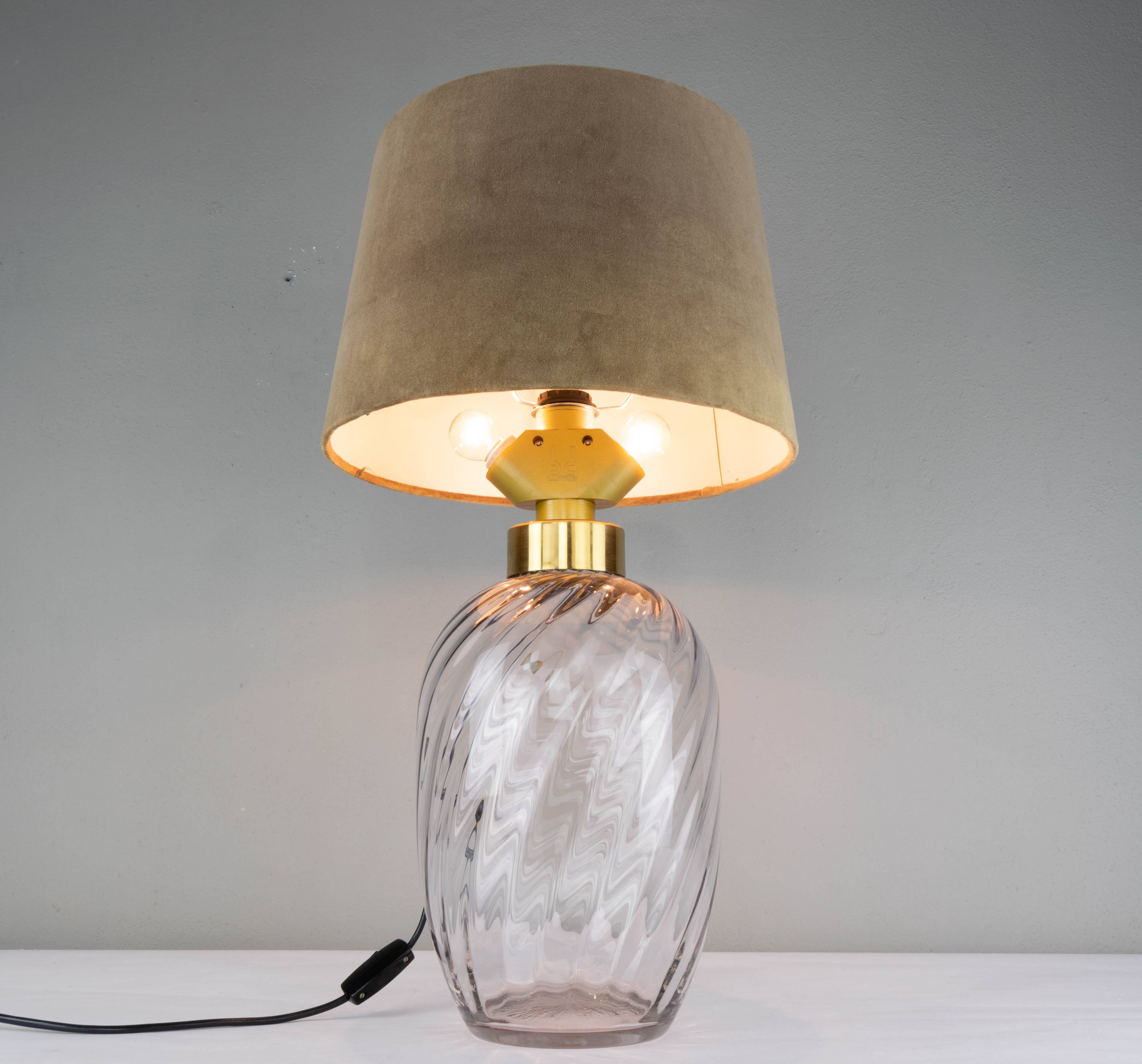 Mid-Century Modern Blown Glass and Brass Table Lamp Lumica Spain, 1970