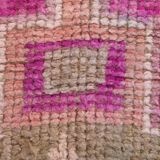 Faded Pink Geometric Style Vintage Runner Rug, Rug For Kitchen, 87x302