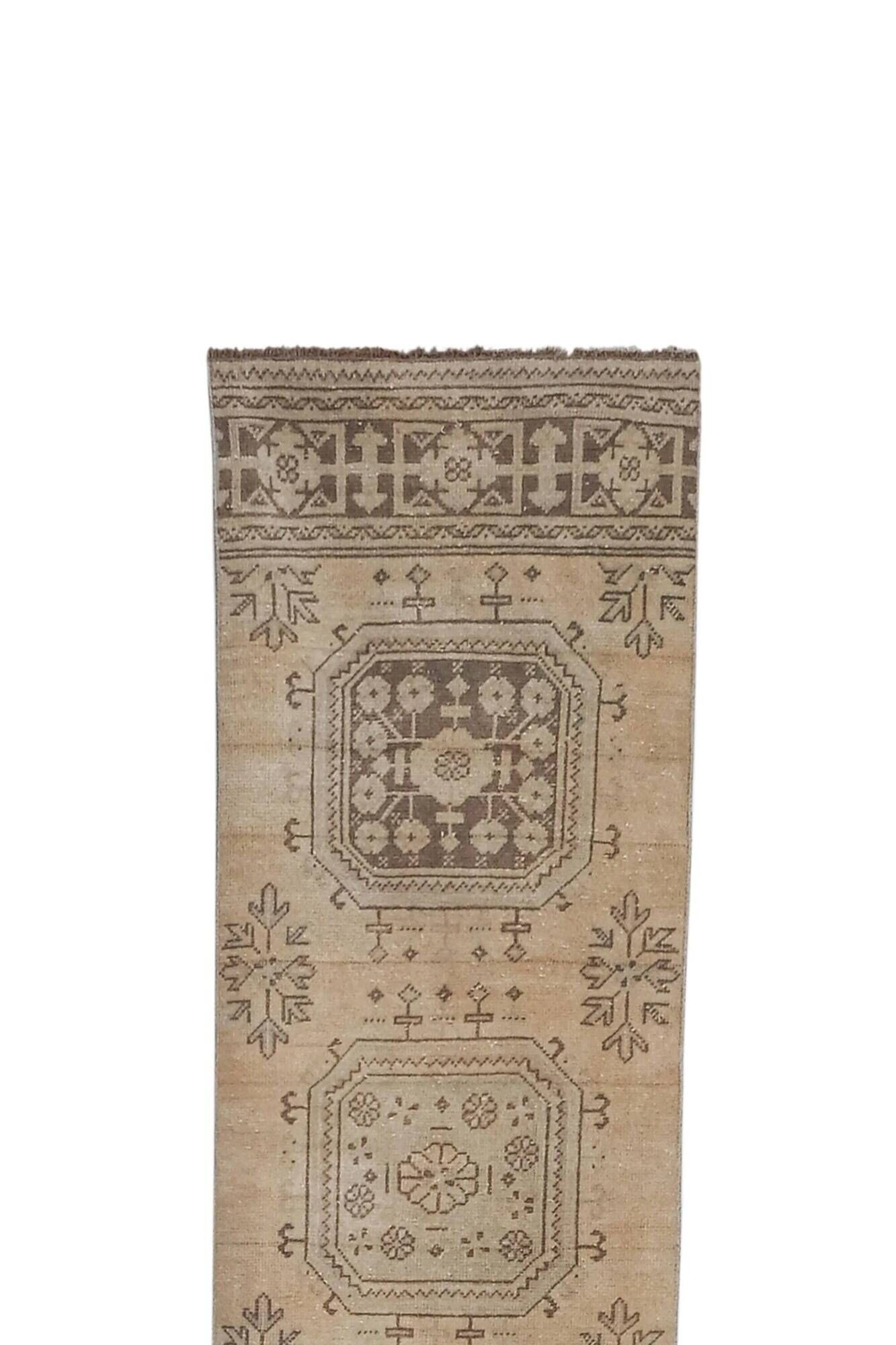 Vintage Turkish hallway rug 75x597 cm