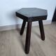 Vintage 1960s Brutalist tripod stool in solid wood