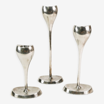 Modernist "tulip" candlesticks, Kronen Denmark, 1970s