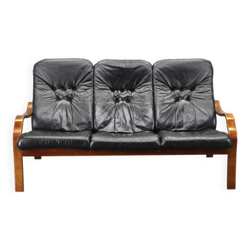 Scandinavian Leather Sofa in the Style of Alvar Aalto, 1970s