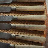 Set of 8 small old knives with wooden handles