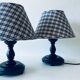 Pair of turned wooden bedside lamps