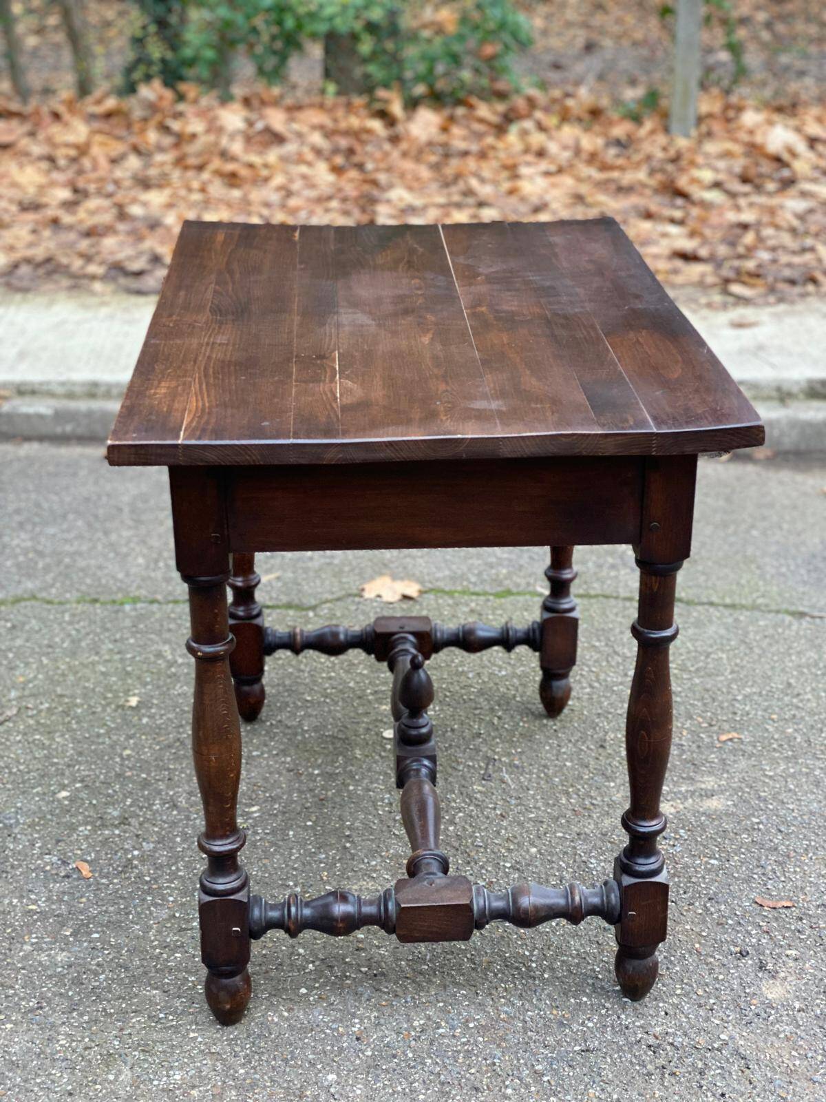 Louis XIV style writing desk in dark solid wood from the 19th century