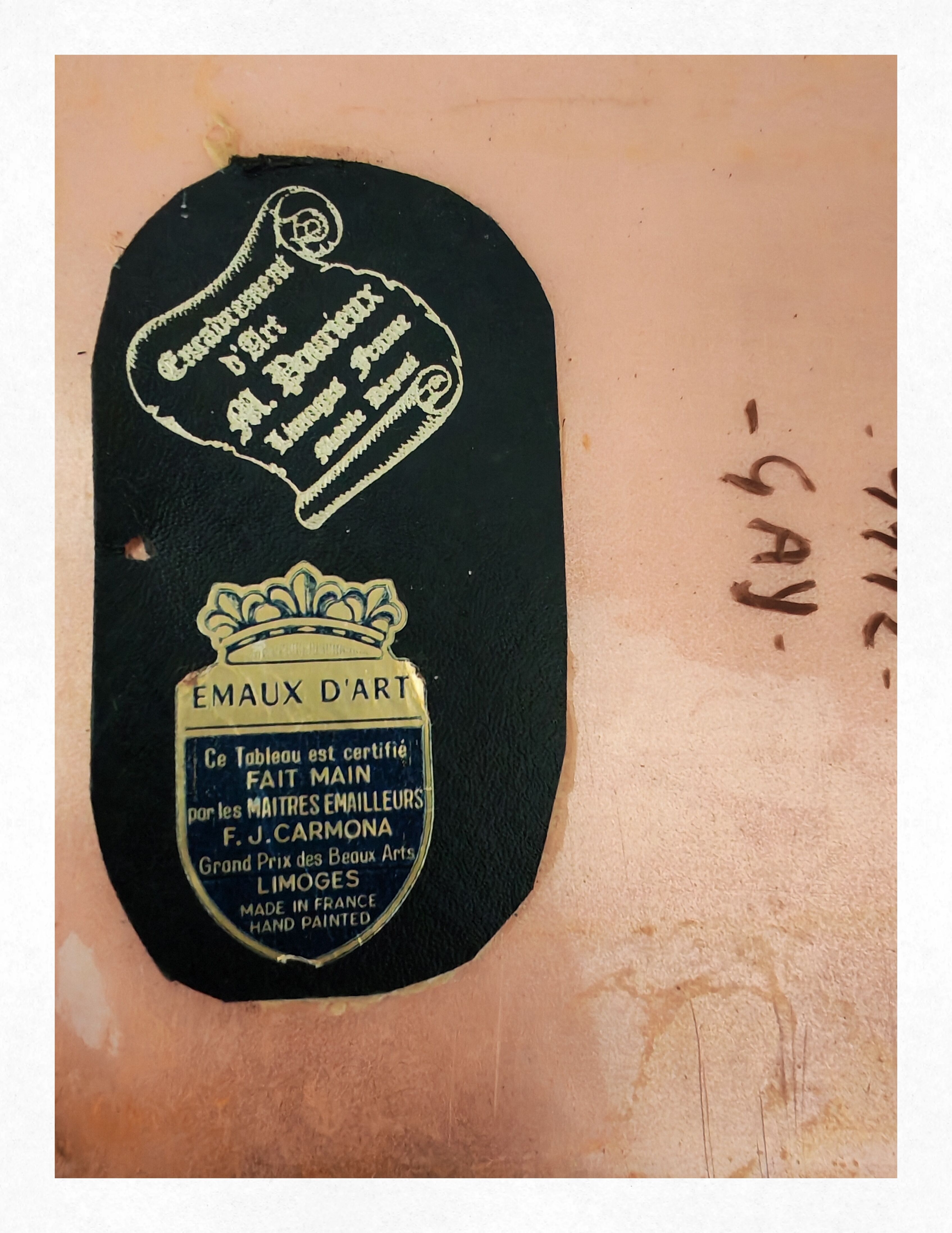 Enamelled plaque F.J Carmona