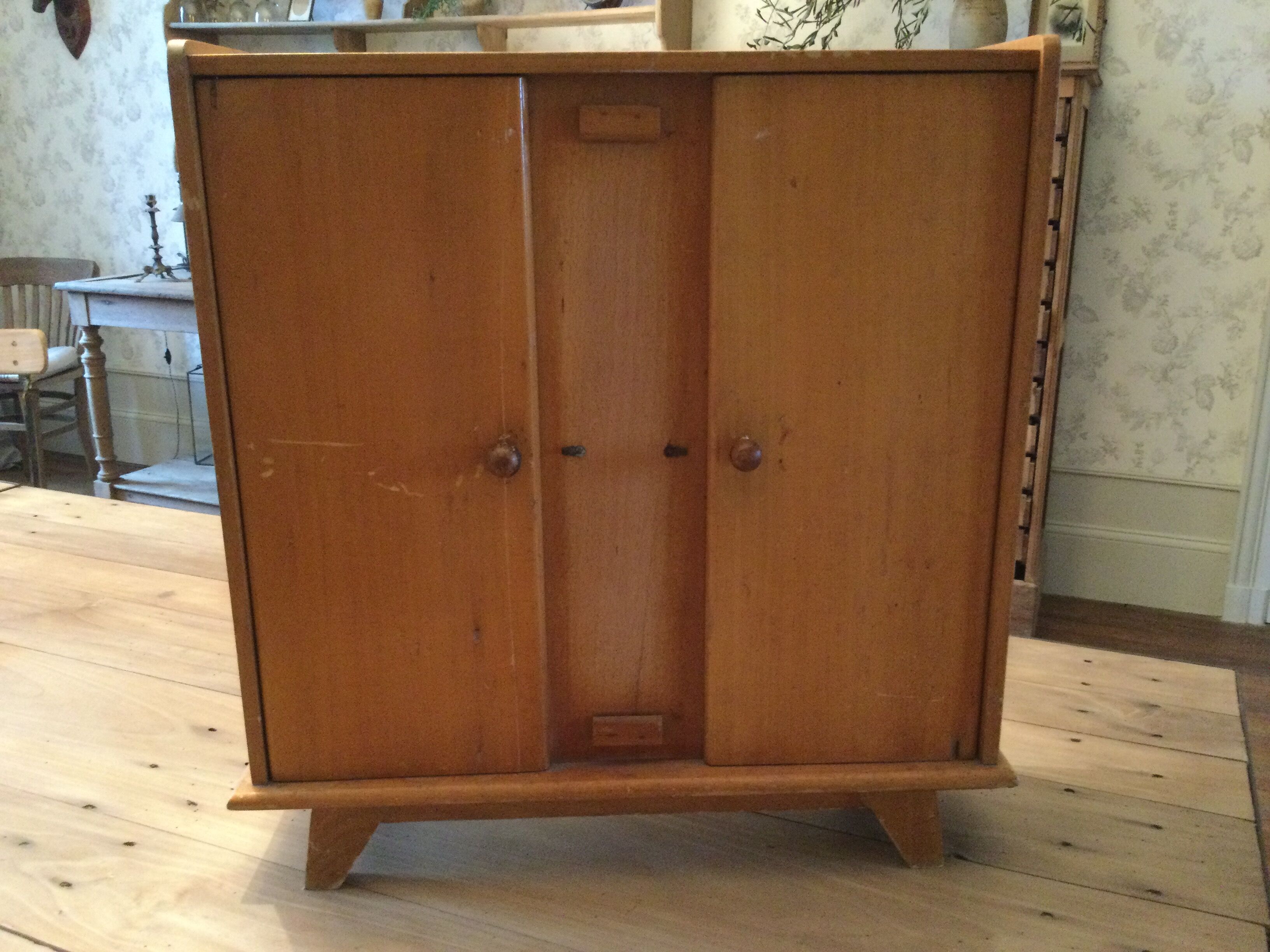 Vintage doll wardrobe cabinet