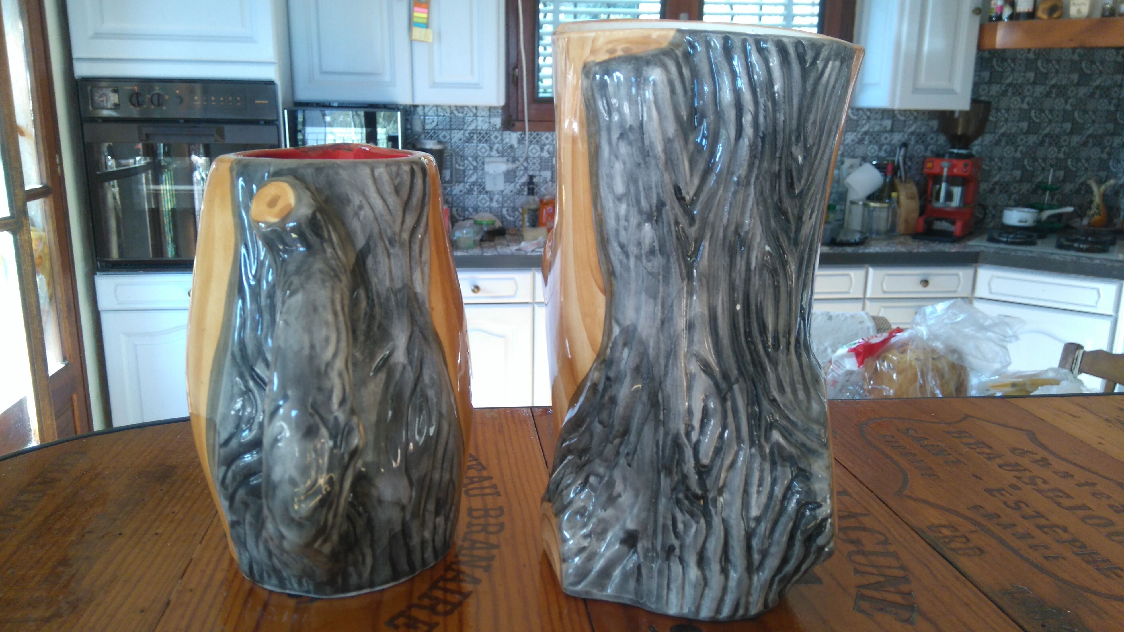 Duo of ceramics "wood" of Vallauris