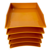 5 Manade bins vintage orange office lockers Samp design Jean-René Talopp vintage 70s