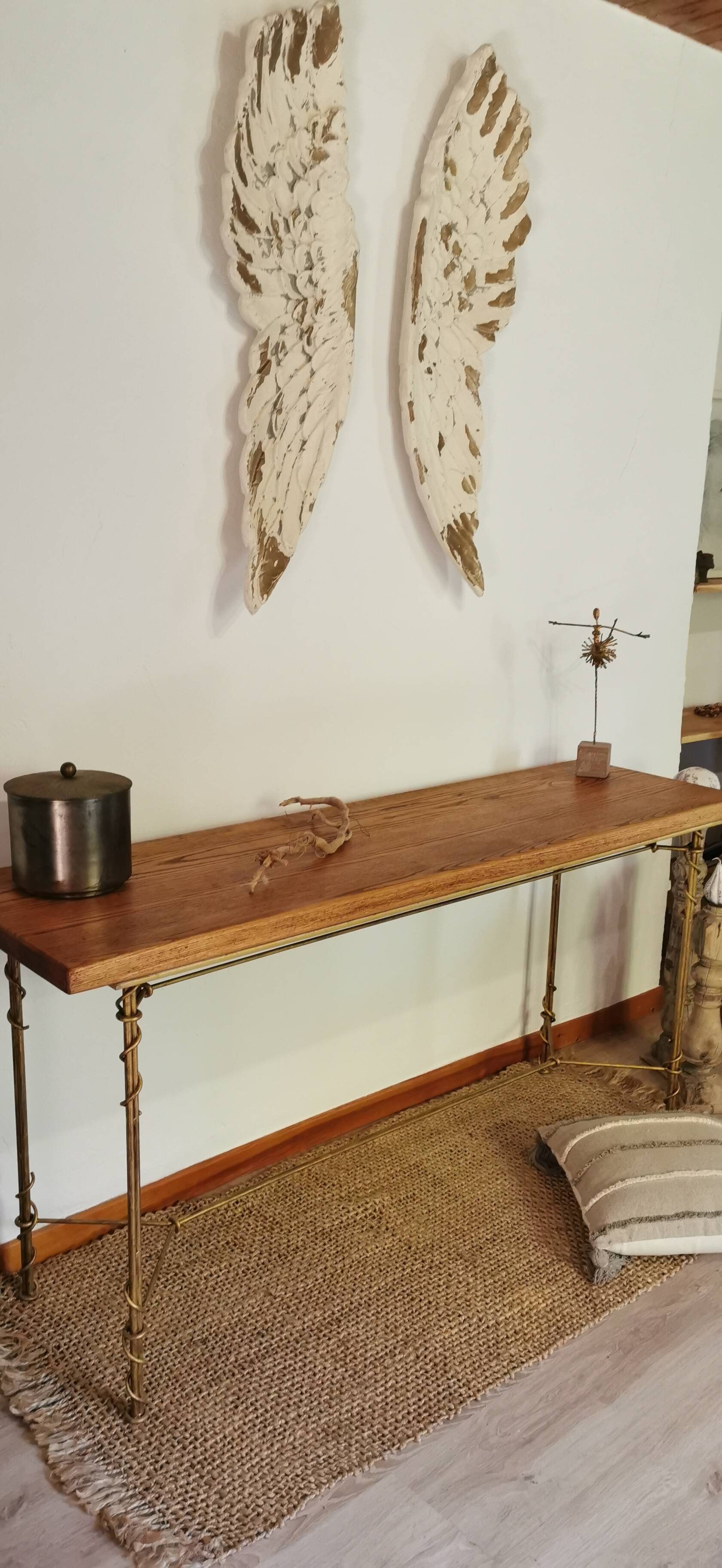 Console et table d'appoint en fer forgé imitant le lierre