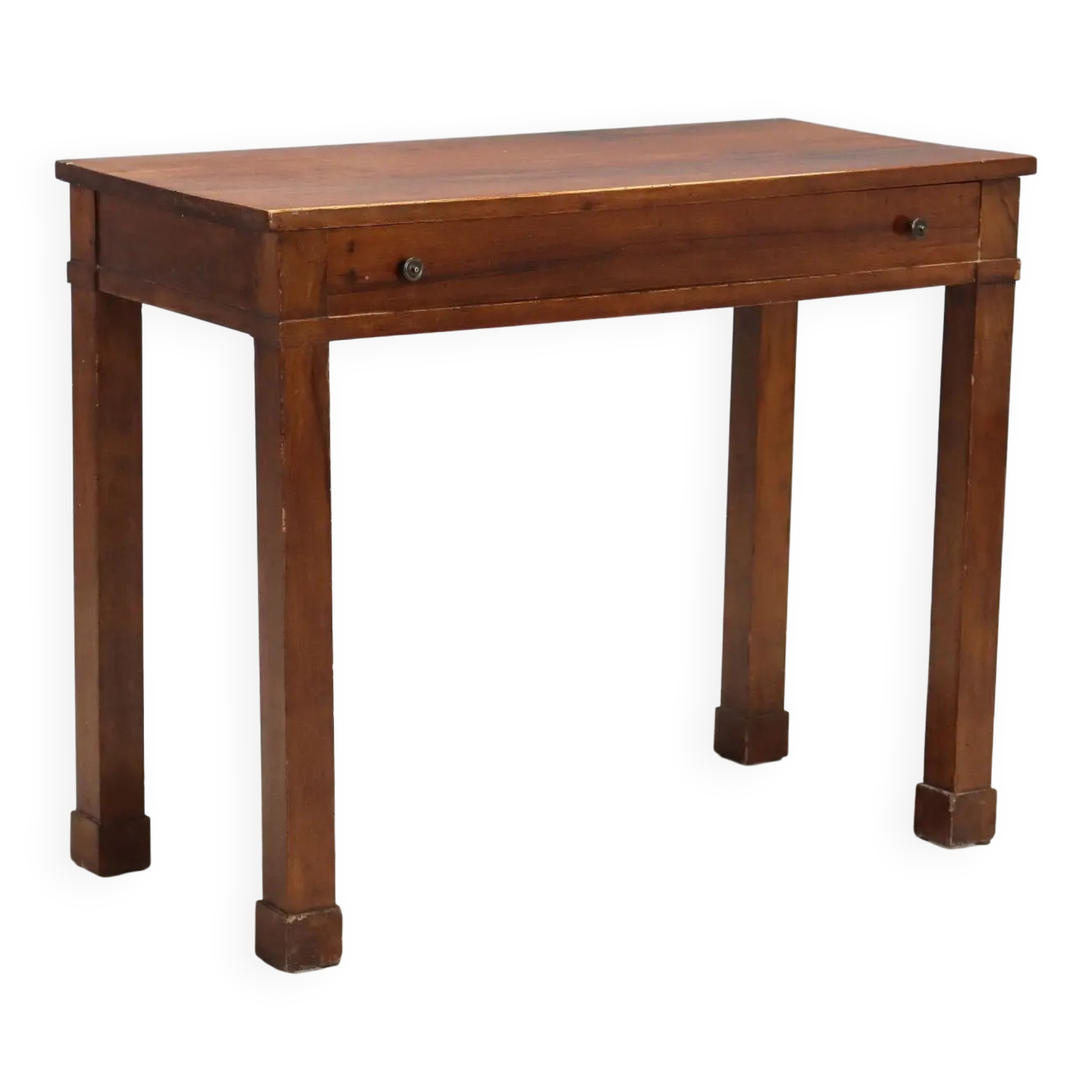 Ancient walnut console empire with drawer, Italy, 19th century.