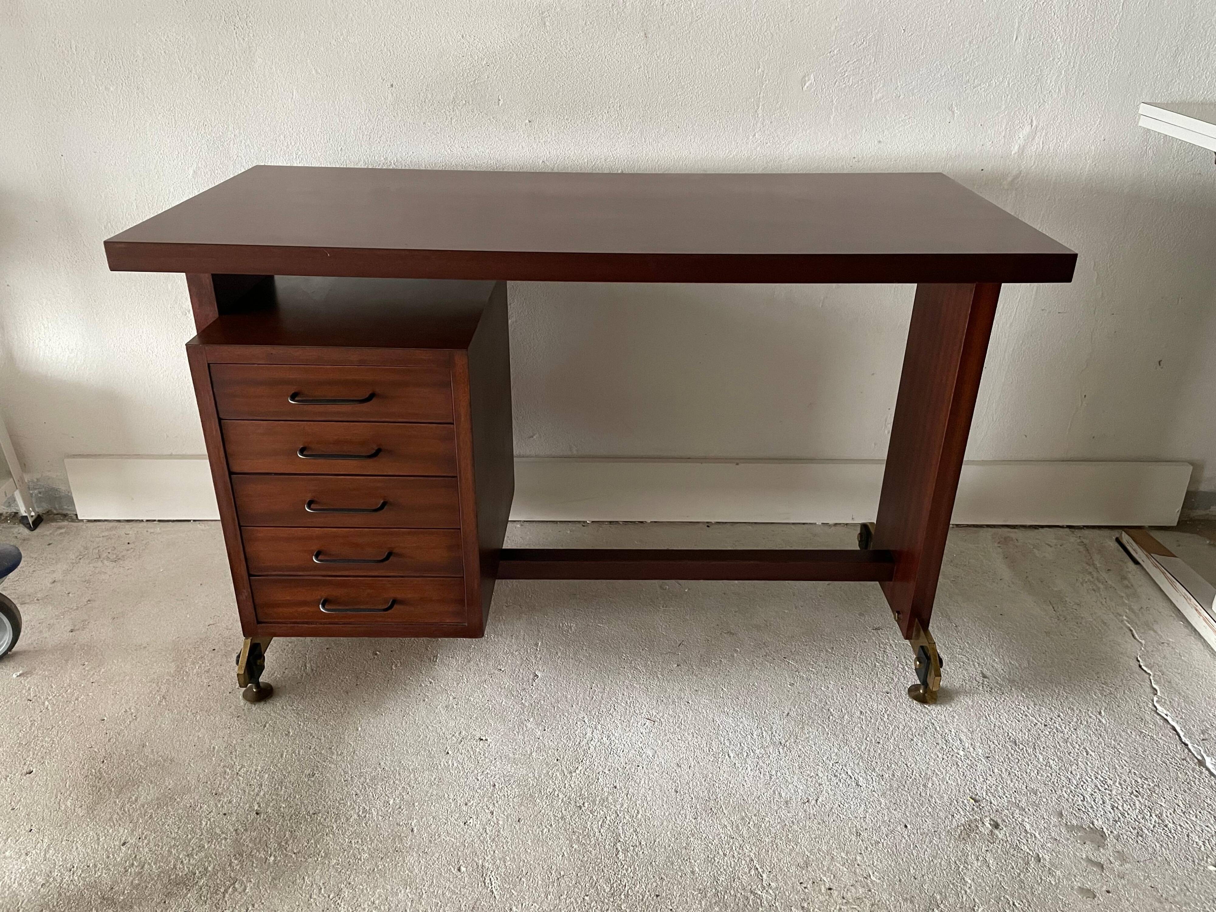 Mid-century modern Italian desk with 5 drawers, 1960s, Italy