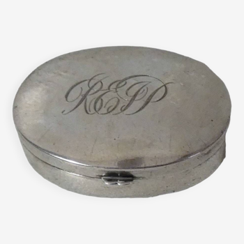 Old monogrammed silver pill box