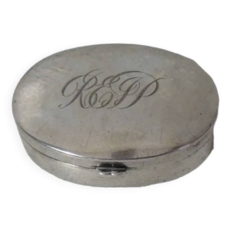 Old monogrammed silver pill box