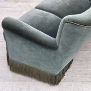 1960s, 3-seater Danish sofa, green furniture velour.