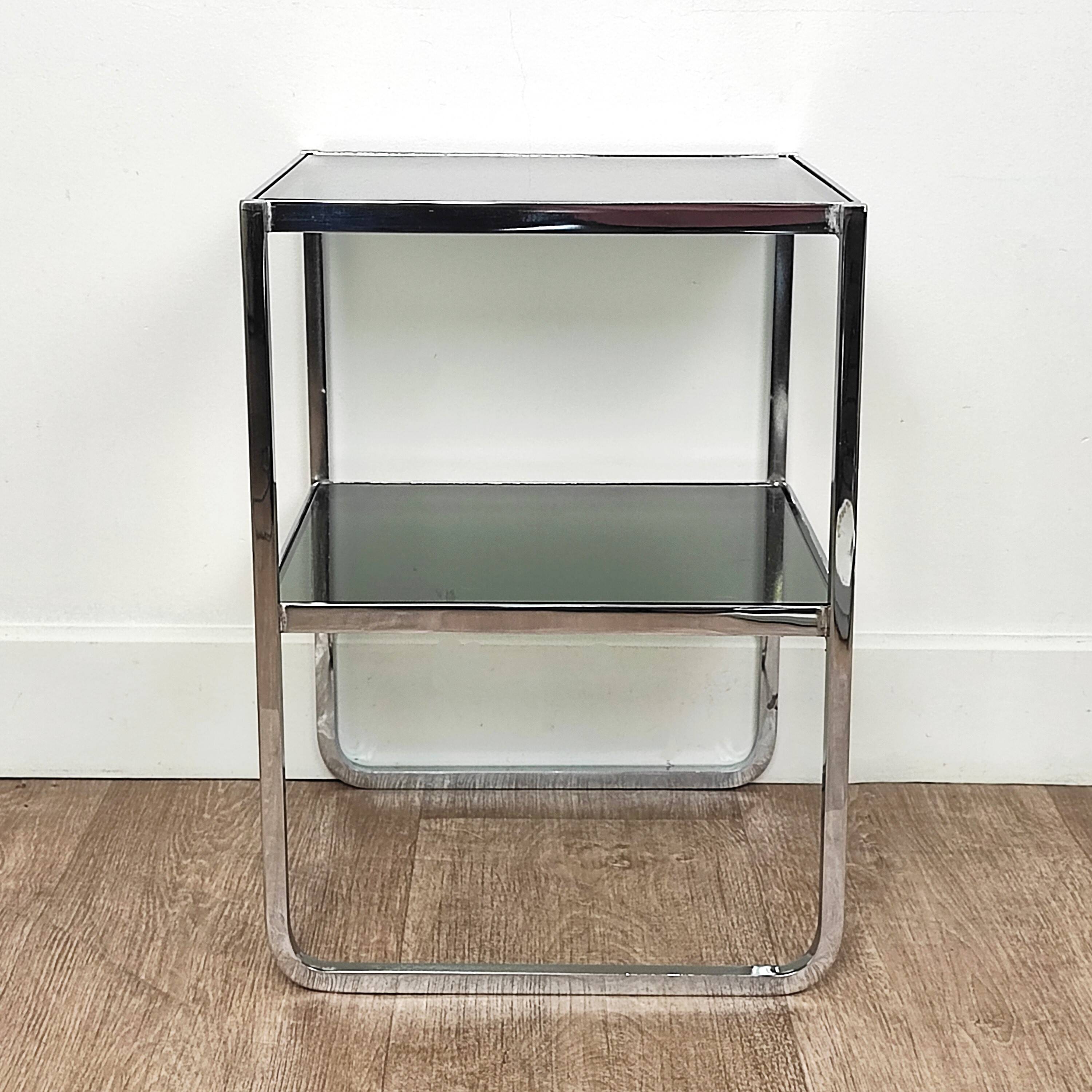 Chrome and glass side table
