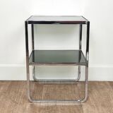 Chrome and glass side table