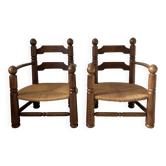 Pair of low armchairs in the Dudouyt style