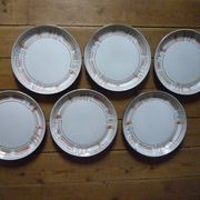 Dessert plates Niderviller 1960 sandstone enamelled, model Maille