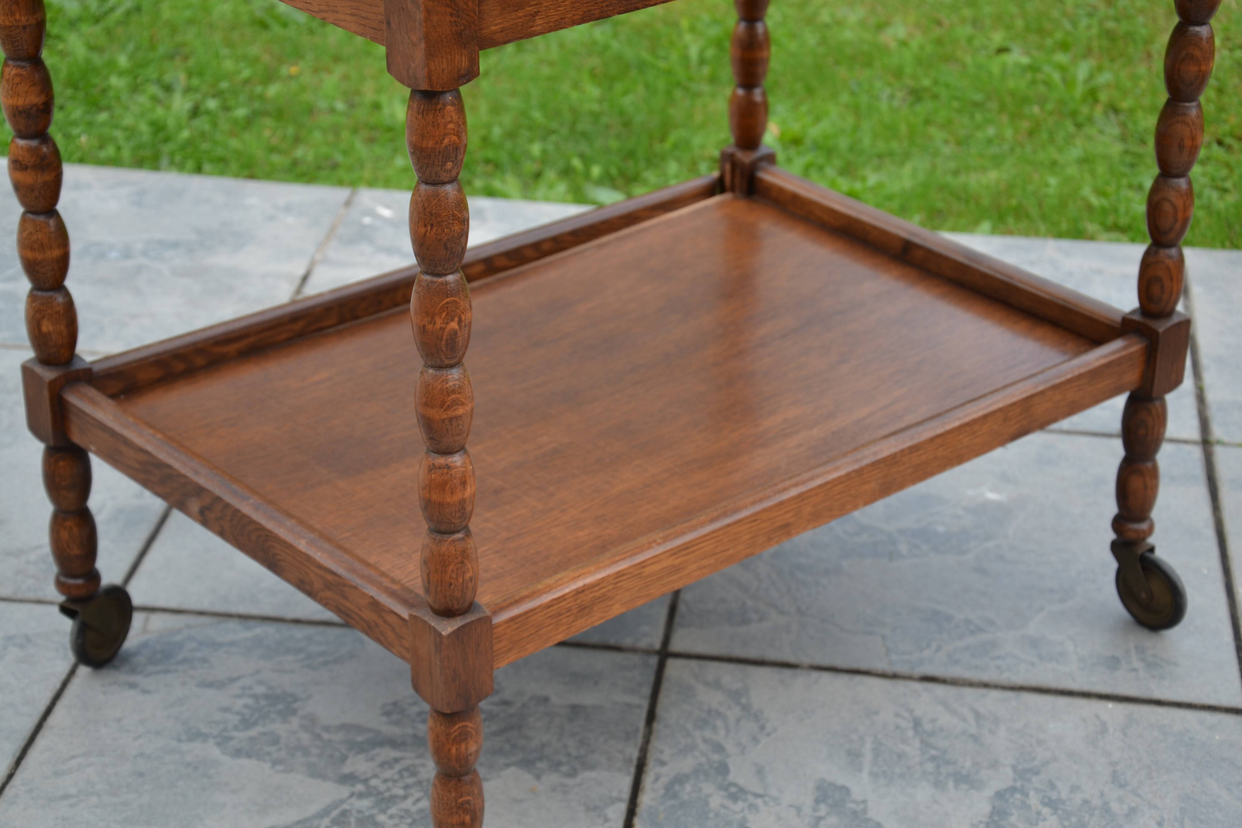 Wooden dessert table, glass top