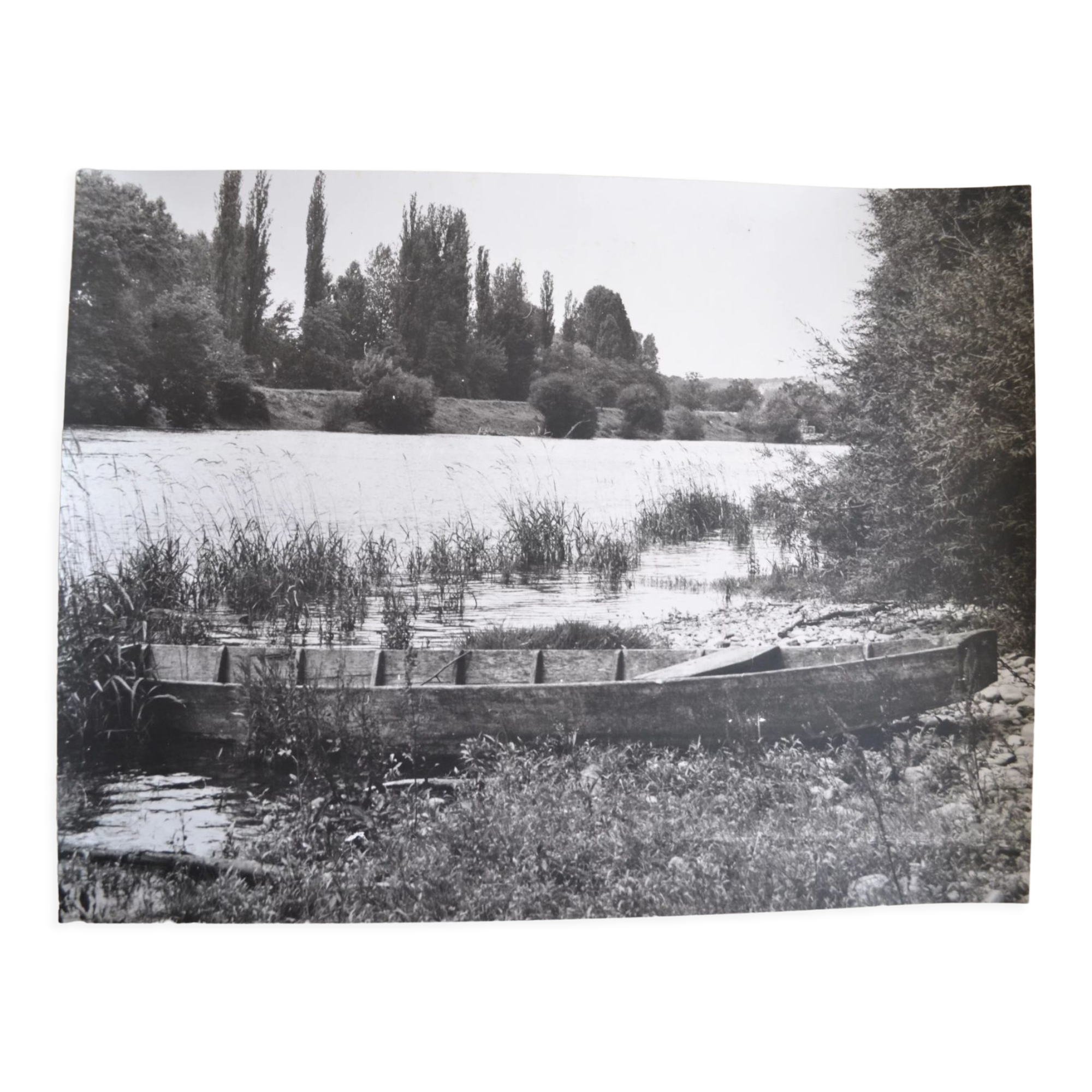 Anonymous film photo river and canoe circa 1970