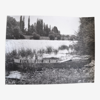 Anonymous film photo river and canoe circa 1970