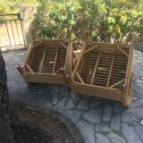 Paire de fauteuils rotin et bambou