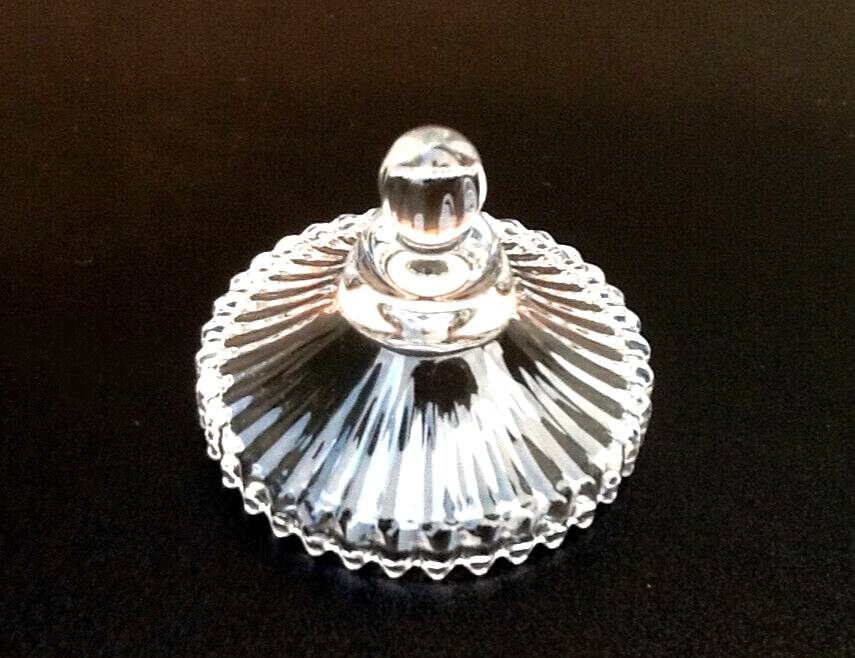 1960s pot with lid (fleur de sel..) ribbed transparent glass